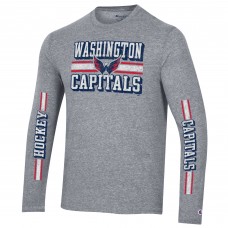 Футболка с длинным рукавом Washington Capitals Champion Tri-Blend Dual-Stripe - Heather Gray