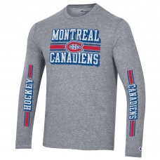 Футболка с длинным рукавом Montreal Canadiens Champion Tri-Blend Dual-Stripe - Heather Gray