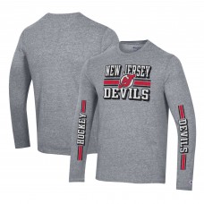 Футболка с длинным рукавом New Jersey Devils Champion Tri-Blend Dual-Stripe - Heather Gray