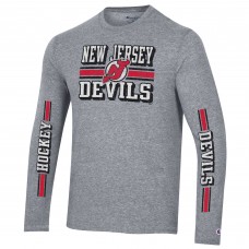 Футболка с длинным рукавом New Jersey Devils Champion Tri-Blend Dual-Stripe - Heather Gray