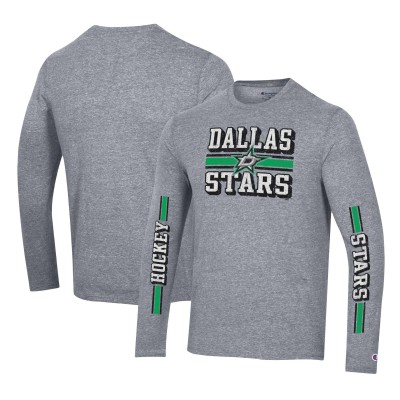 Футболка с длинным рукавом Dallas Stars Champion Tri-Blend Dual-Stripe - Heather Gray