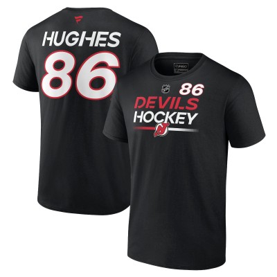 Футболка Jack Hughes New Jersey Devils Fanatics Authentic Pro Prime Name & Number - Black