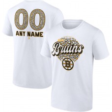 Футболка Boston Bruins Unisex Personalized Name & Number Leopard Print - White