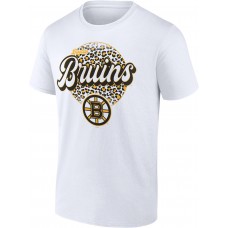 Футболка Boston Bruins Unisex Personalized Name & Number Leopard Print - White