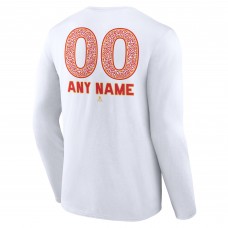Unisex Calgary Flames White Personalized Name & Number Leopard Print Long Sleeve T-Shirt