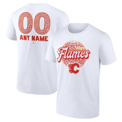 Именная футболка Calgary Flames Unisex Name & Number Leopard Print - White