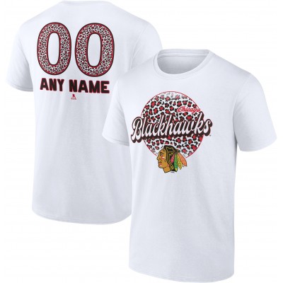 Именная футболка Chicago Blackhawks Unisex Leopard Print - White