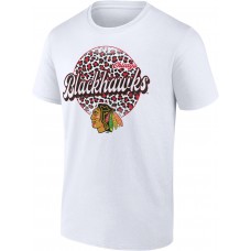 Футболка Chicago Blackhawks Unisex Personalized Name & Number Leopard Print - White