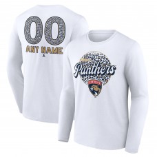 Именная футболка с длинным рукавом Florida Panthers Unisex Leopard Print  - White