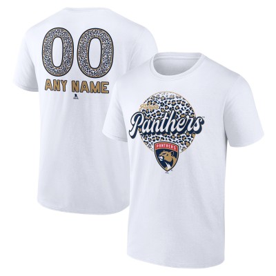 Футболка Florida Panthers Unisex Personalized Name & Number Leopard Print - White