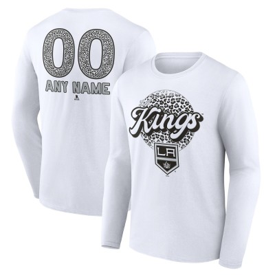 Именная футболка с длинным рукавом Los Angeles Kings Unisex Name & Number Leopard Print - White