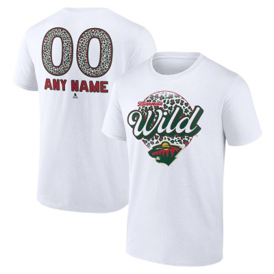 Именная футболка Minnesota Wild Unisex Leopard Print - White