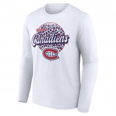 Именная футболка с длинным рукавом Montreal Canadiens Unisex Leopard Print - White