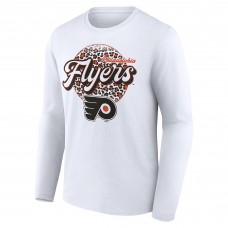 Именная футболка с длинным рукавом Philadelphia Flyers Unisex Leopard Print - White