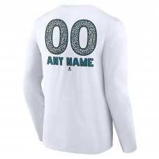 Футболка San Jose Sharks Unisex Personalized Name & Number Leopard Print Long Sleeve - White
