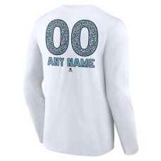 Unisex Seattle Kraken White Personalized Name & Number Leopard Print Long Sleeve T-Shirt