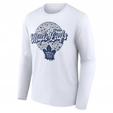 Именная футболка с длинным рукавом Toronto Maple Leafs Unisex Leopard Print - White