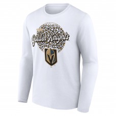 Unisex Vegas Golden Knights White Personalized Name & Number Leopard Print Long Sleeve T-Shirt