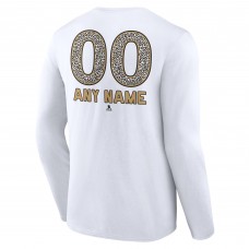 Unisex Vegas Golden Knights White Personalized Name & Number Leopard Print Long Sleeve T-Shirt