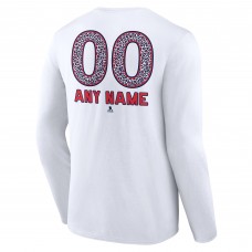 Unisex Washington Capitals White Personalized Name & Number Leopard Print Long Sleeve T-Shirt