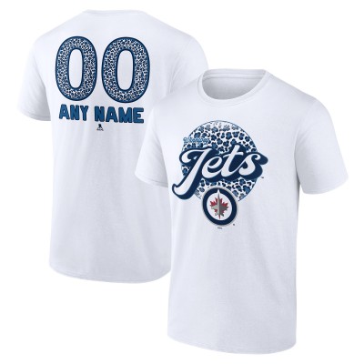 Футболка Winnipeg Jets Unisex Personalized Name & Number Leopard Print - White