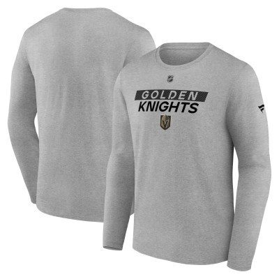 Футболка с длинным рукавом Vegas Golden Knights Fanatics Heather Gray Authentic Pro Core Primary