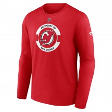 Футболка с длинным рукавом New Jersey Devils Fanatics Red Authentic Pro Core Secondary