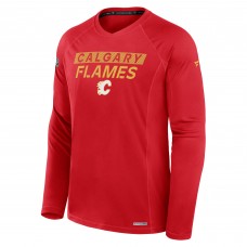 Calgary Flames Fanatics Red Authentic Pro Rink Tech Long Sleeve T-Shirt