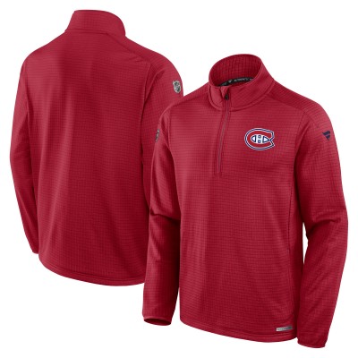 Montreal Canadiens Fanatics Red Authentic Pro Rink Quarter-Zip Jacket