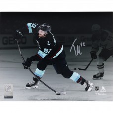 Tye Kartye Seattle Kraken Autographed Fanatics Authentic 8 x 10 Deep Sea Blue Jersey Shooting Photograph