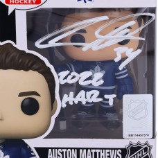 Auston Matthews Toronto Maple Leafs Autographed Fanatics Authentic Blue Jersey Funko Pop! Vinyl Figure with 2022 Hart Inscription