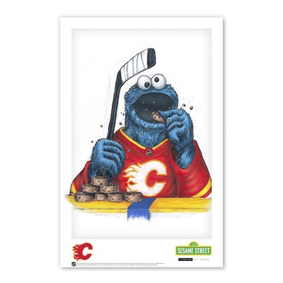 Calgary Flames Cookie Monster 11 x 17 Sesame Street Poster Print