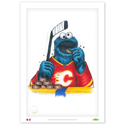 Calgary Flames Cookie Monster 14 x 20 Sesame Street Limited Edition Fine Art Print