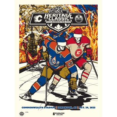 Edmonton Oilers vs. Calgary Flames Phenom Gallery 2023 NHL Heritage Classic 18 x 24 Serigraph