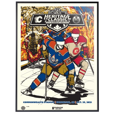 Edmonton Oilers vs. Calgary Flames Phenom Gallery 2023 NHL Heritage Classic 18 x 24 Deluxe Framed Serigraph Print