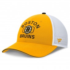 Boston Bruins Fanatics Gold/White Authentic Pro Rink Trucker Hat
