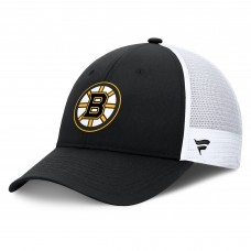 Boston Bruins Fanatics Black/White Authentic Pro Simple Rink Trucker Adjustable Hat