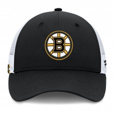 Boston Bruins Fanatics Black/White Authentic Pro Simple Rink Trucker Adjustable Hat