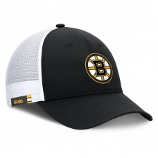 Boston Bruins Fanatics Black/White Authentic Pro Simple Rink Trucker Adjustable Hat