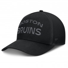 Boston Bruins Fanatics Black Authentic Pro Road Stack Text A-Frame Adjustable Hat