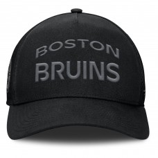 Boston Bruins Fanatics Black Authentic Pro Road Stack Text A-Frame Adjustable Hat