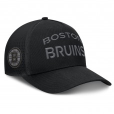 Boston Bruins Fanatics Black Authentic Pro Road Stack Text A-Frame Adjustable Hat