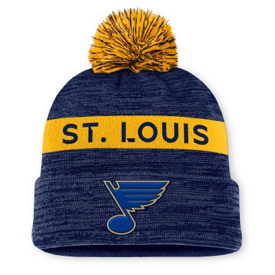 Шапка с помпоном St. Louis Blues Fanatics Authentic Pro Rink Cuffed Knit - Navy/Gold