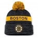 Шапка с помпоном Boston Bruins Fanatics Black/Gold Authentic Pro Rink Cuffed Knit
