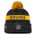 Шапка с помпоном Boston Bruins Fanatics Black/Gold Authentic Pro Rink Cuffed Knit