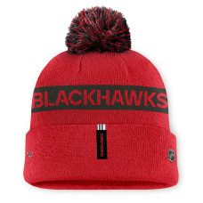 Женская шапка с помпоном Chicago Blackhawks Fanatics Red/Black Authentic Pro Rink Cuffed