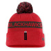 Женская шапка с помпоном Chicago Blackhawks Fanatics Red/Black Authentic Pro Rink Cuffed