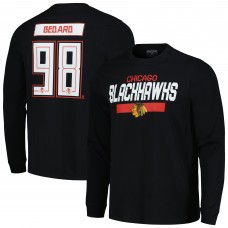 Футболка с длинным рукавом Connor Bedard Chicago Blackhawks Levelwear Oscar Name & Number - Black