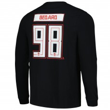 Футболка с длинным рукавом Connor Bedard Chicago Blackhawks Levelwear Oscar Name & Number - Black