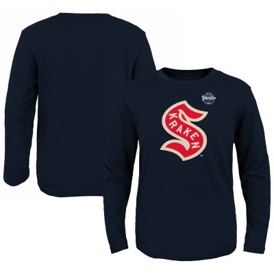 Футболка с длинным рукавом Seattle Kraken Youth 2024 NHL Winter Classic Secondary Logo - Deep Sea Blue